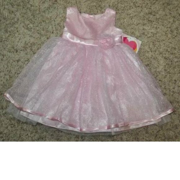 *Holiday Dress & Shrug sz 3T Pink White Sparkle Formal Capelet 2 Pc Set Girls - Picture 3 of 7